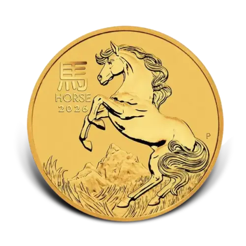 1/10 troy ounce gouden Lunar III - Year of the Horse 2026 voorkant