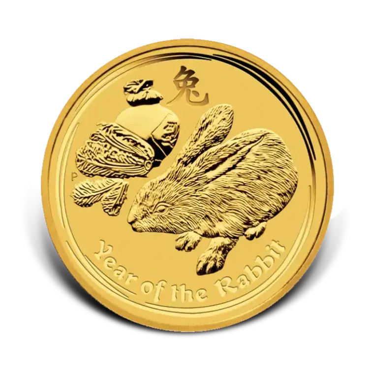 1/10 troy ounce gouden munt Lunar Year of the Rabbit 2011 voorkant