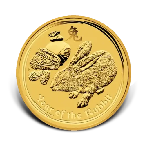 1/10 troy ounce gouden munt Lunar Year of the Rabbit 2011 voorkant