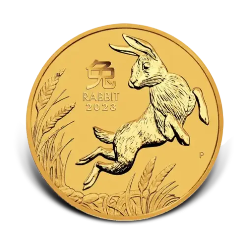 1 troy ounce gouden munt Lunar Year of the Rabbit 2023 voorkant
