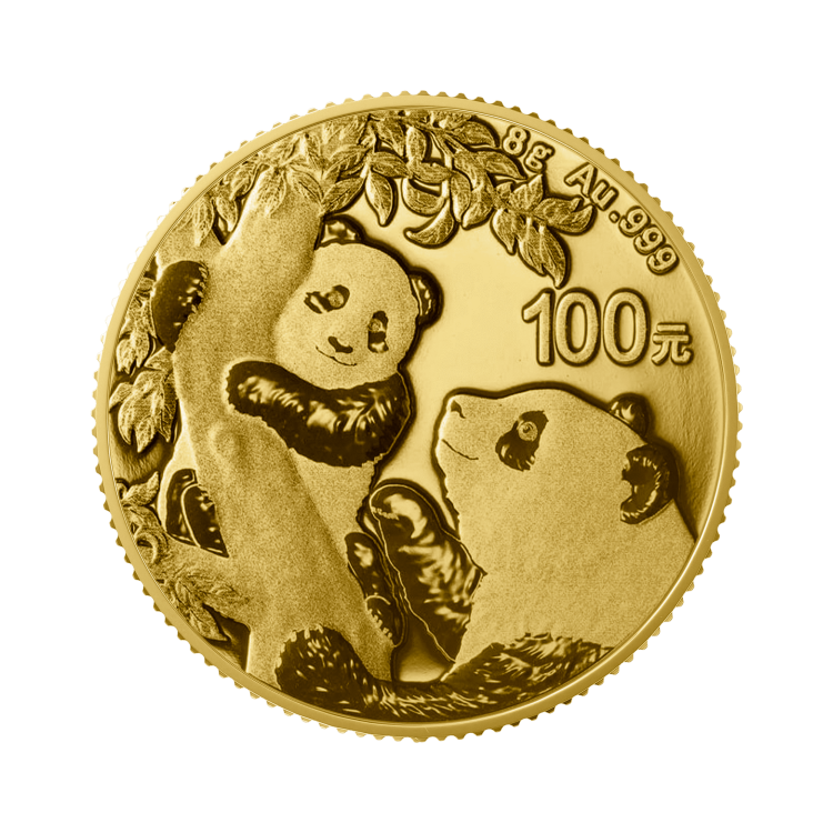 8 gram gouden munt Panda 2021 voorkant