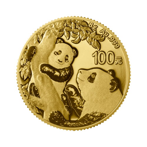 8 gram gouden munt Panda 2021 voorkant