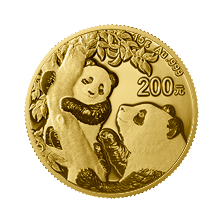 15 gram gouden Panda munt 2021 voorkant