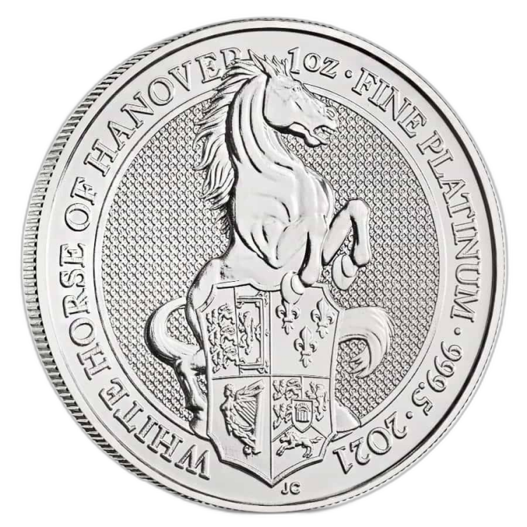 1 troy ounce platina munt Queens Beasts White Horse voorkant