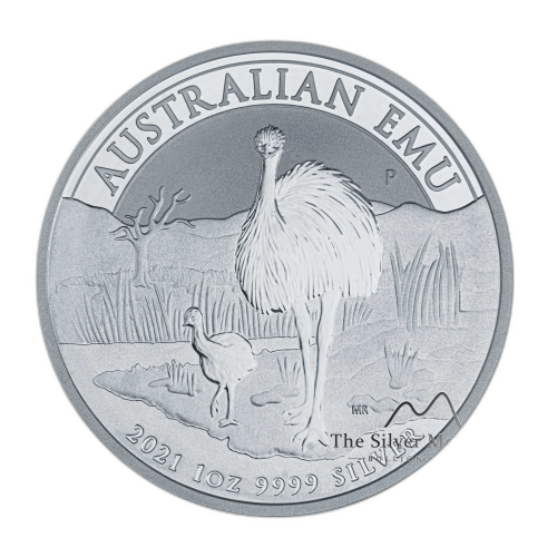 1 troy ounce zilveren Australian Emoe munt 2021 voorkant