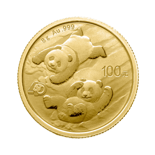 8 gram gouden munt Panda 2022 voorkant