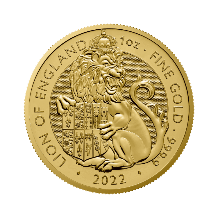 1 troy ounce gouden Tudor Beasts Lion of England 2022 voorkant