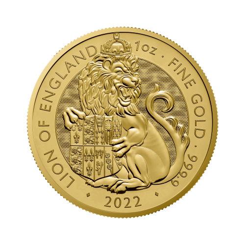 1 troy ounce gouden Tudor Beasts Lion of England 2022 voorkant