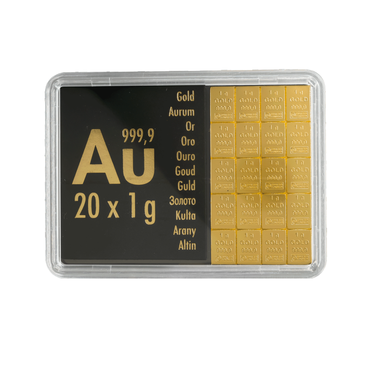 20x 1 gram gouden Valcambi CombiBar achterkant