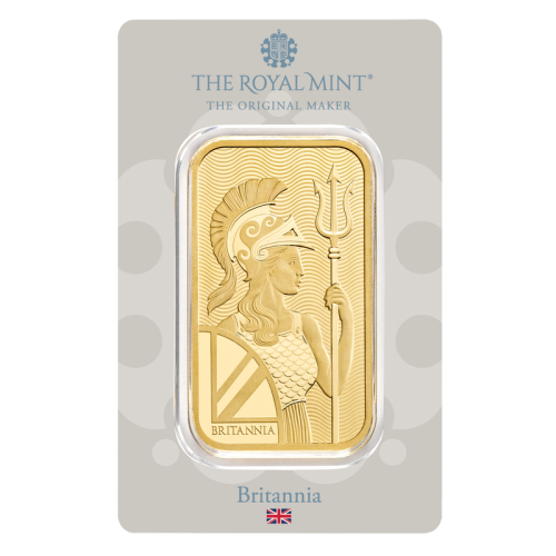 50 gram goudbaar Britannia voorkant