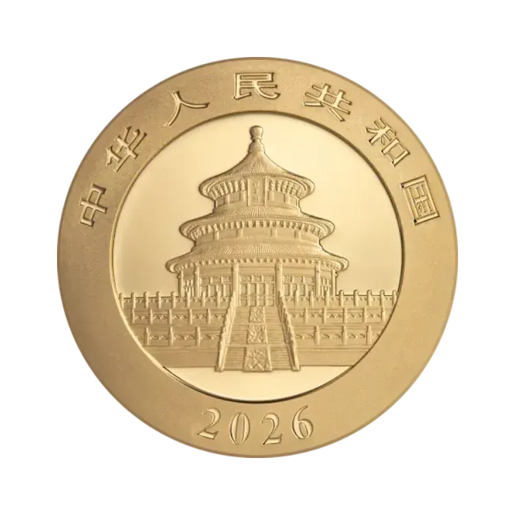 Achterzijde 2026 gouden Panda munt