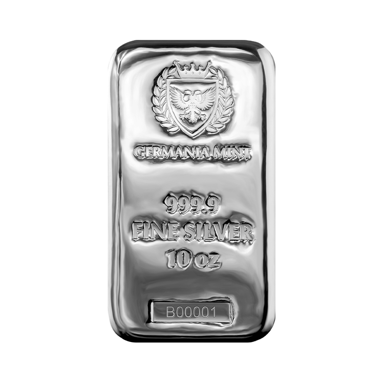 10 troy ounce zilverbaar diverse producenten voorkant