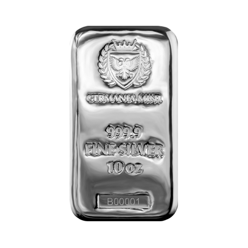 10 troy ounce zilverbaar diverse producenten voorkant